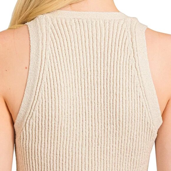 Zenana Ribbed Knit Button-Down Sweater Vest - Picture 7 of 8